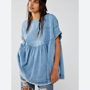 Free People Moon City Denim Top